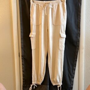 Thread & Supply Linen Beach Preppy Cargo Drawstring Joggers SZ S